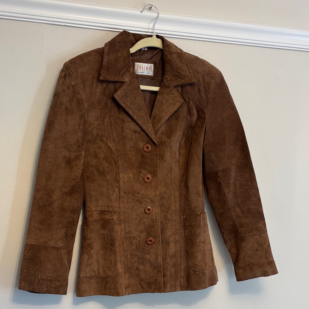 Braemar Tan Brown Suede Leather Blazer Jacket small